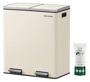 SONGMICS dupla szemetes, 2x30l, krémszínű