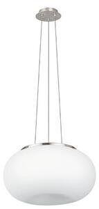 EGLO 86814 OPTICA, beltéri függeszték, E27 foglalattal, MAX 2X60W teljesítménnyel, matt nikkel / acél lámpatest, IP20, fehér / opál üveg búrával, kapcsoló nélkül