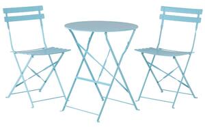 Kék kerti bútor szett - Terasz bútor - Kerti asztal - 2 db. szék - acél - FIORI