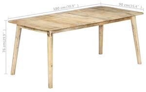 VidaXL tömör mangófa étkezőasztal 180 x 90 x 76 cm
