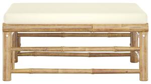 VidaXL bambusz kerti lábtartó krémfehér párnával
