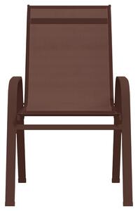 VidaXL 4 db barna textilén rakásolható kerti szék