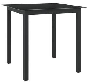VidaXL fekete alumínium és üveg kerti asztal 80 x 80 x 74 cm