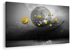 Arany absztrakt gömbök képe (90x60 cm)
