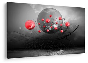 Piros absztrakt gömbök képe (90x60 cm)