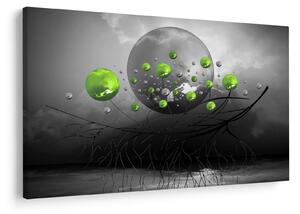 Zöld absztrakt gömbök képe (90x60 cm)