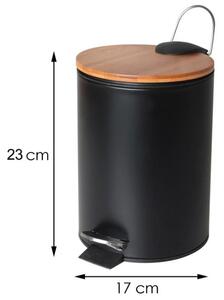 YOKA Home fürdőszobai szemetes bambuszfa fedő (kerek) - fekete