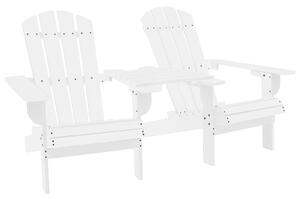Fehér tömör fenyőfa kerti Adirondack székek teázóasztallal