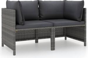 VidaXL szürke kétszemélyes polyrattan kerti kanapé párnákkal