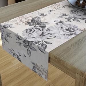 Goldea loneta dekoratív asztali futó - nagy szürke rózsák 35x140 cm