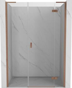 Mexen Mist-H L jobbos nyíló zuhanyajtó 130 cm, átlátszó, kefe hatású réz - 8A5L-130-001-65-00-P