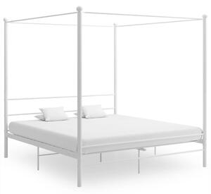 Fehér fém baldachinos ágykeret 200 x 200 cm