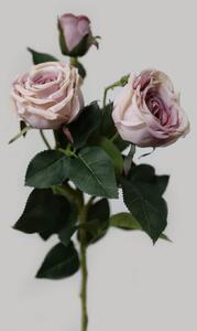 Lila mű háromvirágú rózsa szárral 73cm