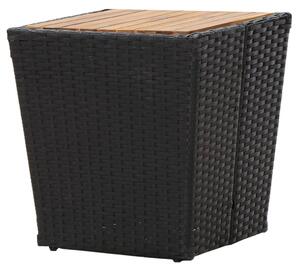 VidaXL fekete polyrattan és tömör akácfa teázóasztal 41,5x41,5x43 cm