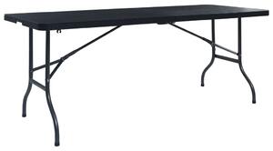 VidaXL fekete HDPE rattan szerű összecsukható kerti asztal 180x75x72cm