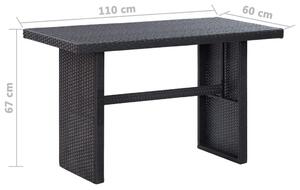 VidaXL fekete polyrattan kerti asztal 110 x 60 x 67 cm