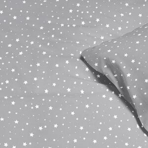Goldea pamut ágyneműhuzat - cikkszám 513 - fehér csillagok szürke alapon 140 x 200 és 70 x 90 cm