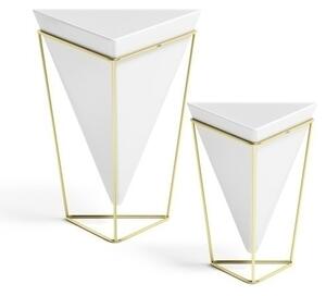 Umbra Trigg Geometrikus Kerámia Virágtartó Készlet Fehér-Arany