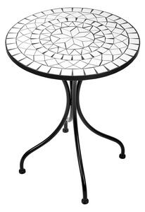 PALAZZO mozaikos kerti asztal, fehér-fekete Ø 55 cm
