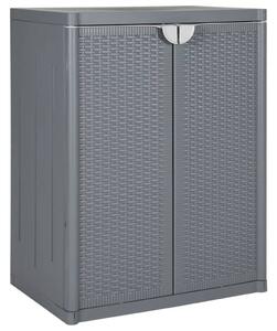 Szürke PP rattan kerti tárolószekrény 65 x 45 x 88 cm