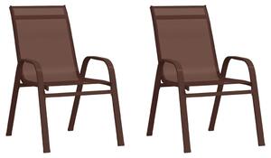 VidaXL 2 db barna textilén rakásolható kerti szék