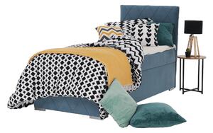 KONDELA Boxspring ágy, egyszemélyes, kék, 90x200, jobbos, PAXTON