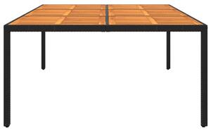 VidaXL fekete akácfa és polyrattan kerti asztal 200 x 150 x 75 cm