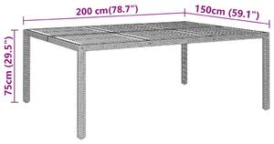 VidaXL szürke akácfa és polyrattan kerti asztal 200 x 150 x 75 cm