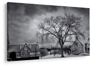 Fekete fehér falu képe (90x60 cm)