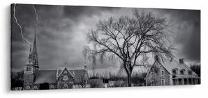 Fekete fehér falu képe (120x50 cm)
