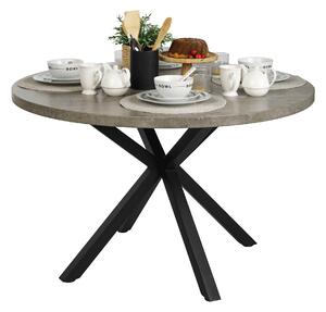 KONDELA Étkezőasztal, beton/fekete, átmérő 120 cm, MEDOR
