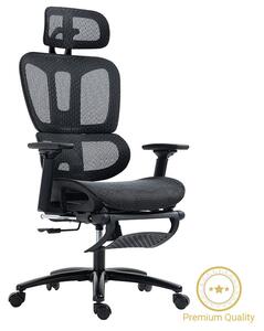 Vezetői irodai szék lábtartóval, Verdant Premium Quality, fekete háló