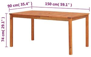 VidaXL tömör akácfa kerti asztal 150 x 90 x 74 cm
