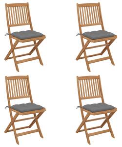 VidaXL 4 db összecsukható tömör akácfa kerti szék párnával