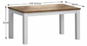 KONDELA Asztal STD, nyitható, sosna andersen/tölgy lefkas, 160-203x90 cm, PROVANCE