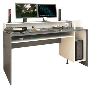 Számítógépasztal/gamer asztal, grafit/fehér, TEZRO NEW