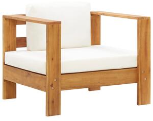 VidaXL krémszínű tömör akácfa kerti szék párnával