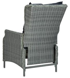 VidaXL világosszürke dönthető polyrattan kerti szék párnákkal