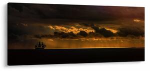 Egy vitorlás naplementekor képe (120x50 cm)
