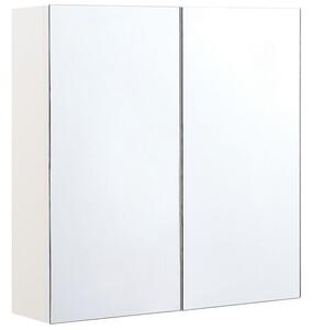 Fehér És Ezüst Fürdőszoba Szekrény Tükörrel 60 x 60 cm NAVARRA