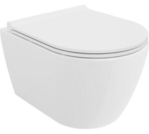 Mexen Carmen perem nélküli Rimless Tornado WC csésze lassan záródó slim duroplast ülőkével, fényes fehér - 30880500T