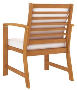 VidaXL 2 db tömör akácfa kerti szék krémszínű párnával