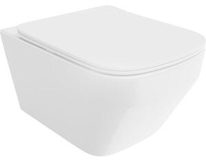 Mexen Riva Rimless Tornado WC csésze lassan lecsukódó vékony duroplast ülőkével, fényes fehér - 30630200T