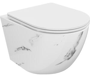 Mexen Lena perem nélküli WC-csésze lassan csukódó, vékony ülőkével, duroplast, fehér kő - 30224092