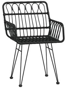 VidaXL 2 db fekete PE rattan karfás kerti szék 56 x 64 x 80 cm