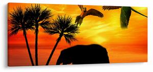 Kép - papagájok és elefántok (120x50 cm)