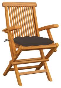 VidaXL 3 db tömör tíkfa kerti szék tópszínű párnával