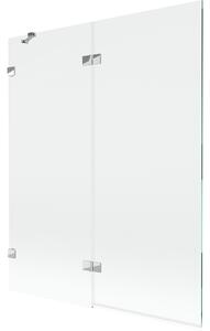Mexen Lunar, 2-szárnyú bal oldali fürdőkád paraván 140 x 150 cm, átlátszó, króm - 897-140-100-01-00-L
