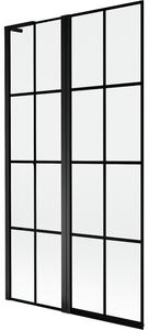 Mexen Mist L kádparaván 2-szárnyú bal 100 x 150 cm, fekete rács, fekete - 8A9L-100-011-70-77-L
