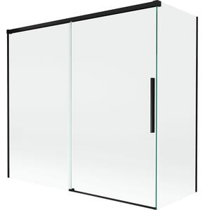 Mexen Rox kétpaneles fürdőszobai paraván, tolóajtós, 170 + 80 x 150 cm, átlátszó, fekete - 8C9-170-080-70-00